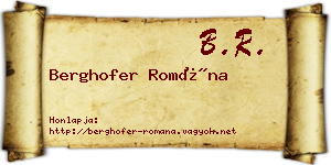 Berghofer Romána névjegykártya